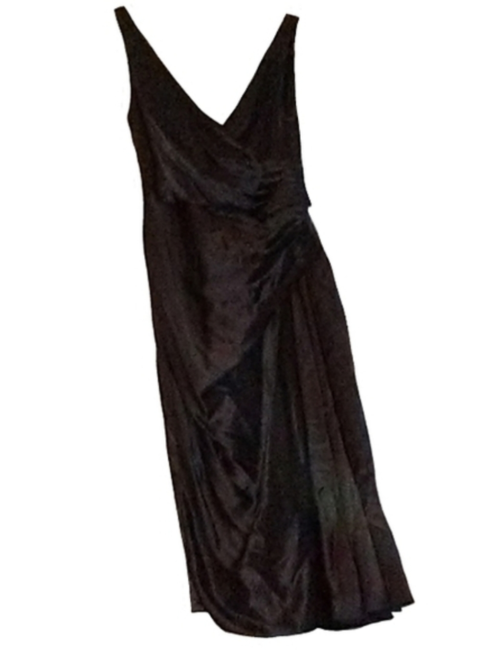 Silk LBD Black Knee Length Cocktail Dress Draped Fits XS 2 Classic Party Event 6